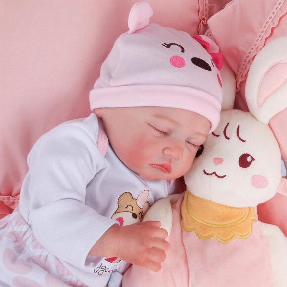 🆕 22 Inches cloth body Baby Doll With Vinyl Limbs Sleeping Baby Girl Doll - Picture 5 of 15